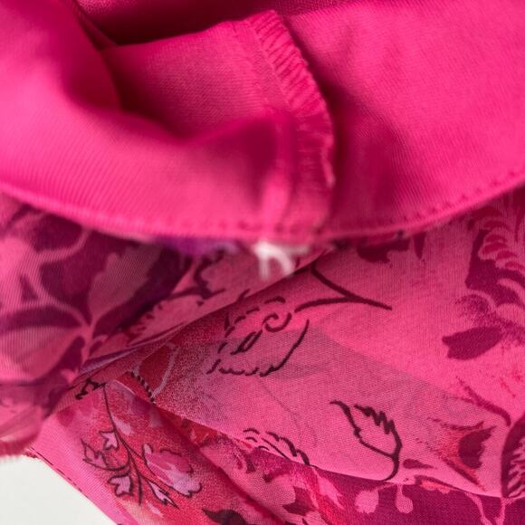 VTG City Triangles Slip Dress 90s Y2K Pink Floral Midi Ruffle Trim Fairy Sz 11 - Picture 9 of 14